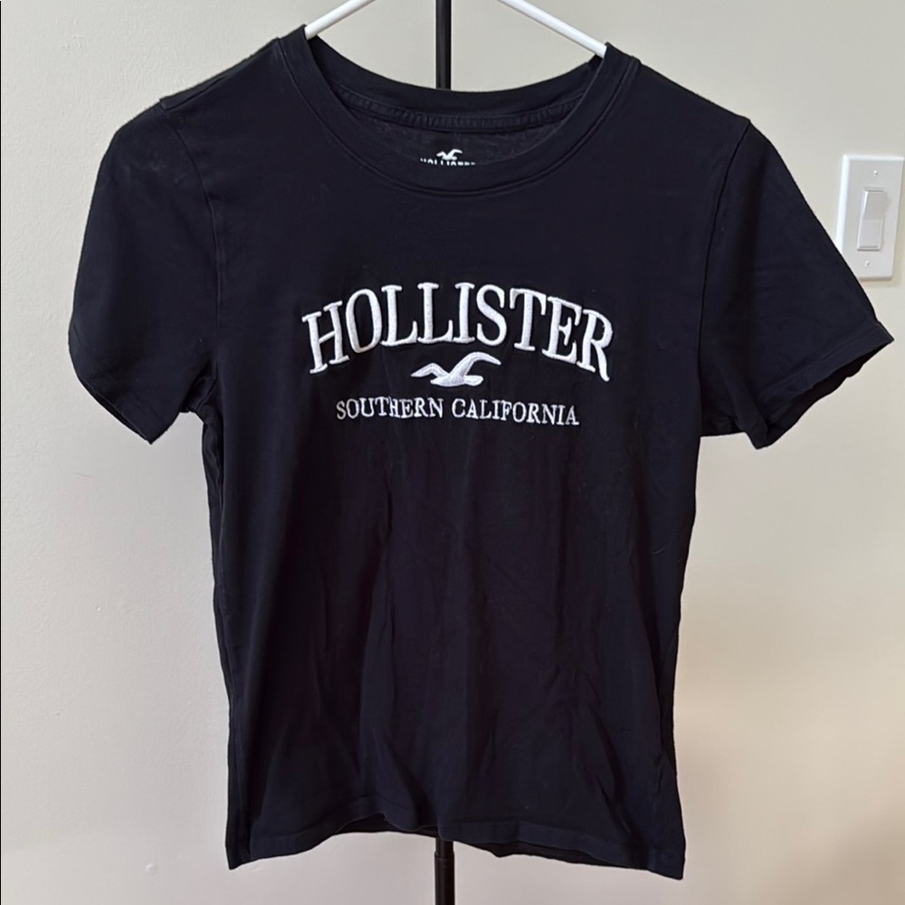 Hollister Black Fitted Polo T-Shirt Short Sleeve